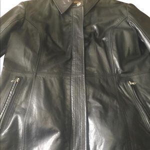 Coach Leather Black Coat Size L